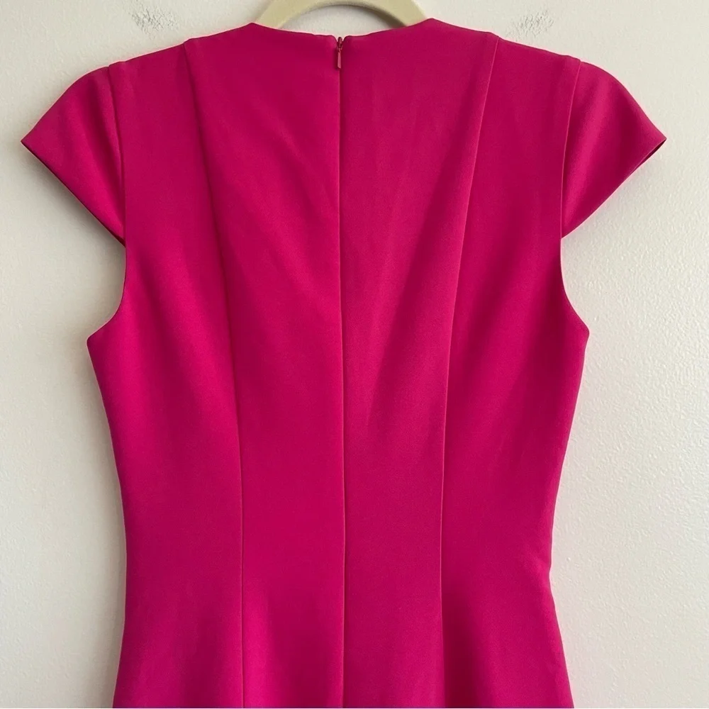 Black Halo Barbie pink fit flare dress women Sz 0 bright neon feminine valentine